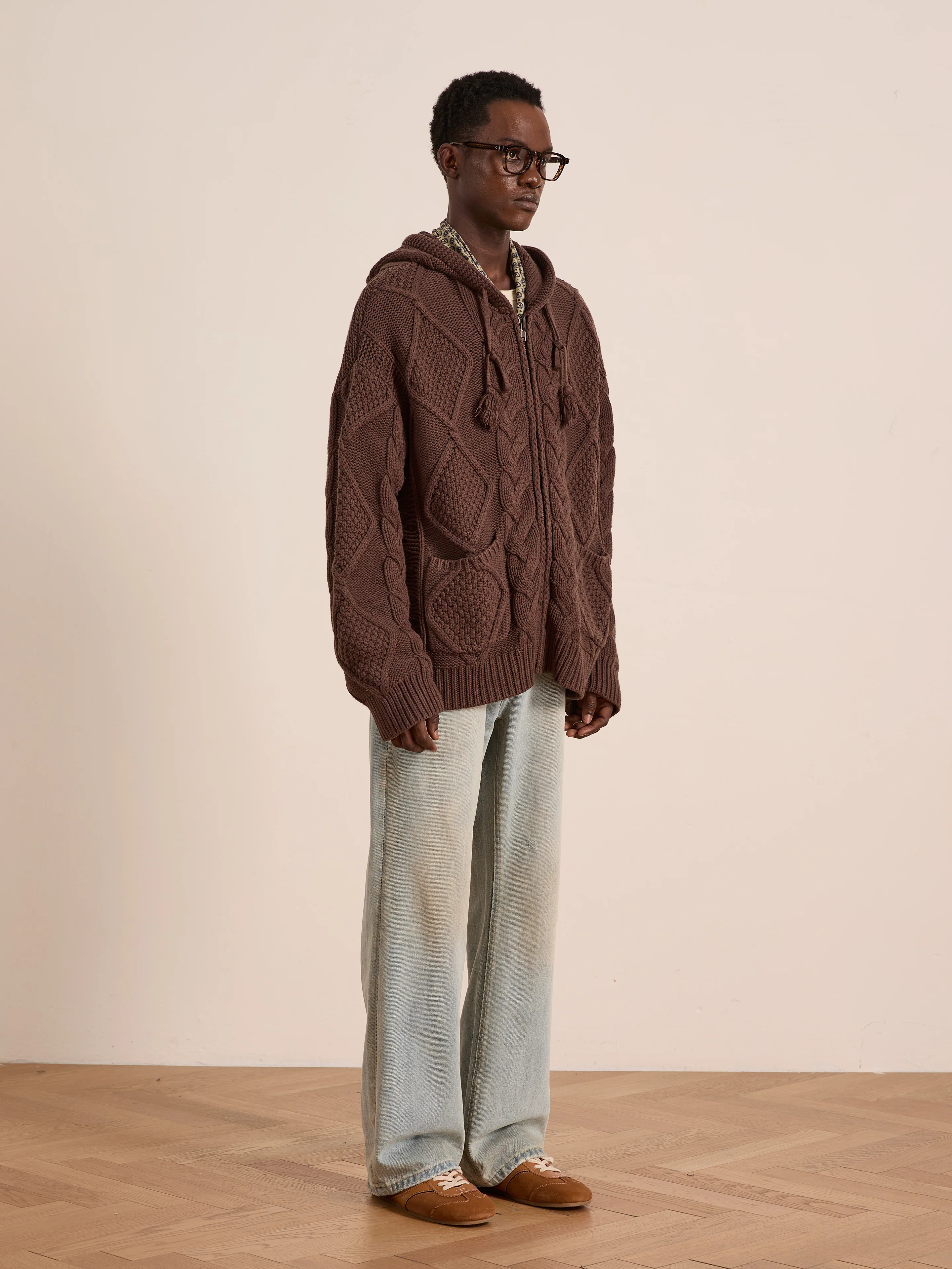 Zip Up Cable Knit Hoodie - Image 12