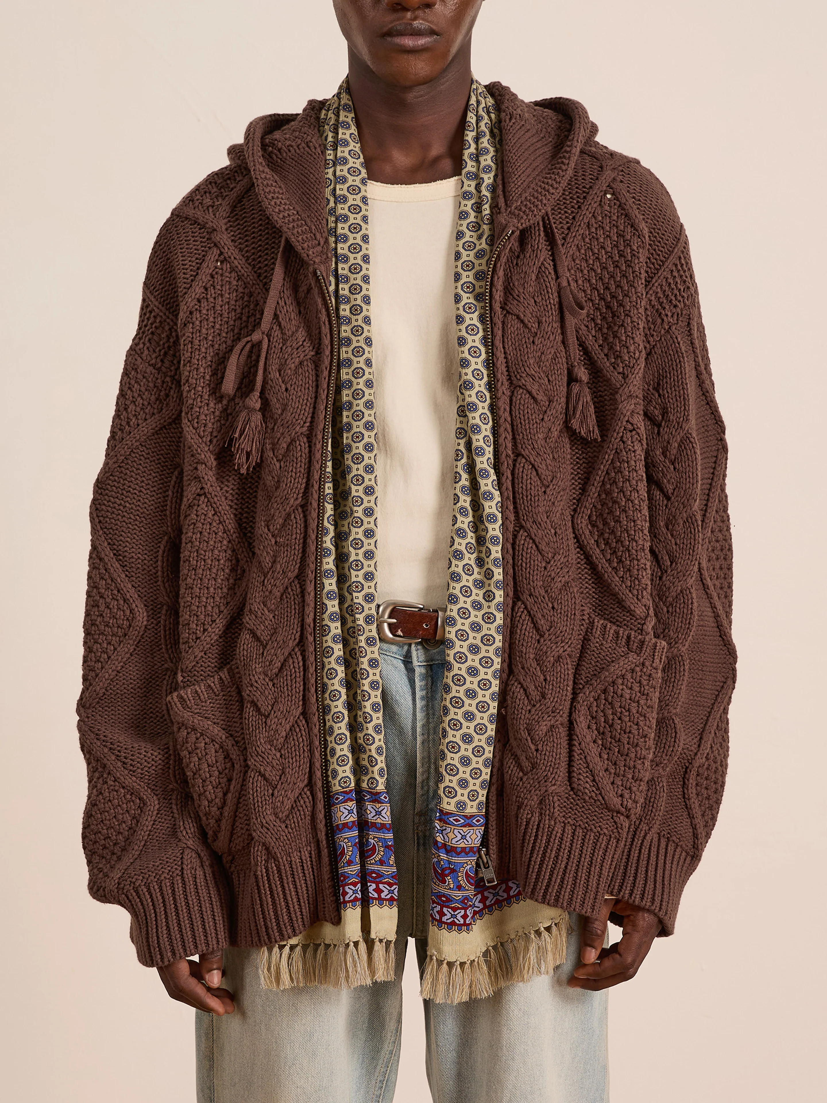 Zip Up Cable Knit Hoodie - Image 4
