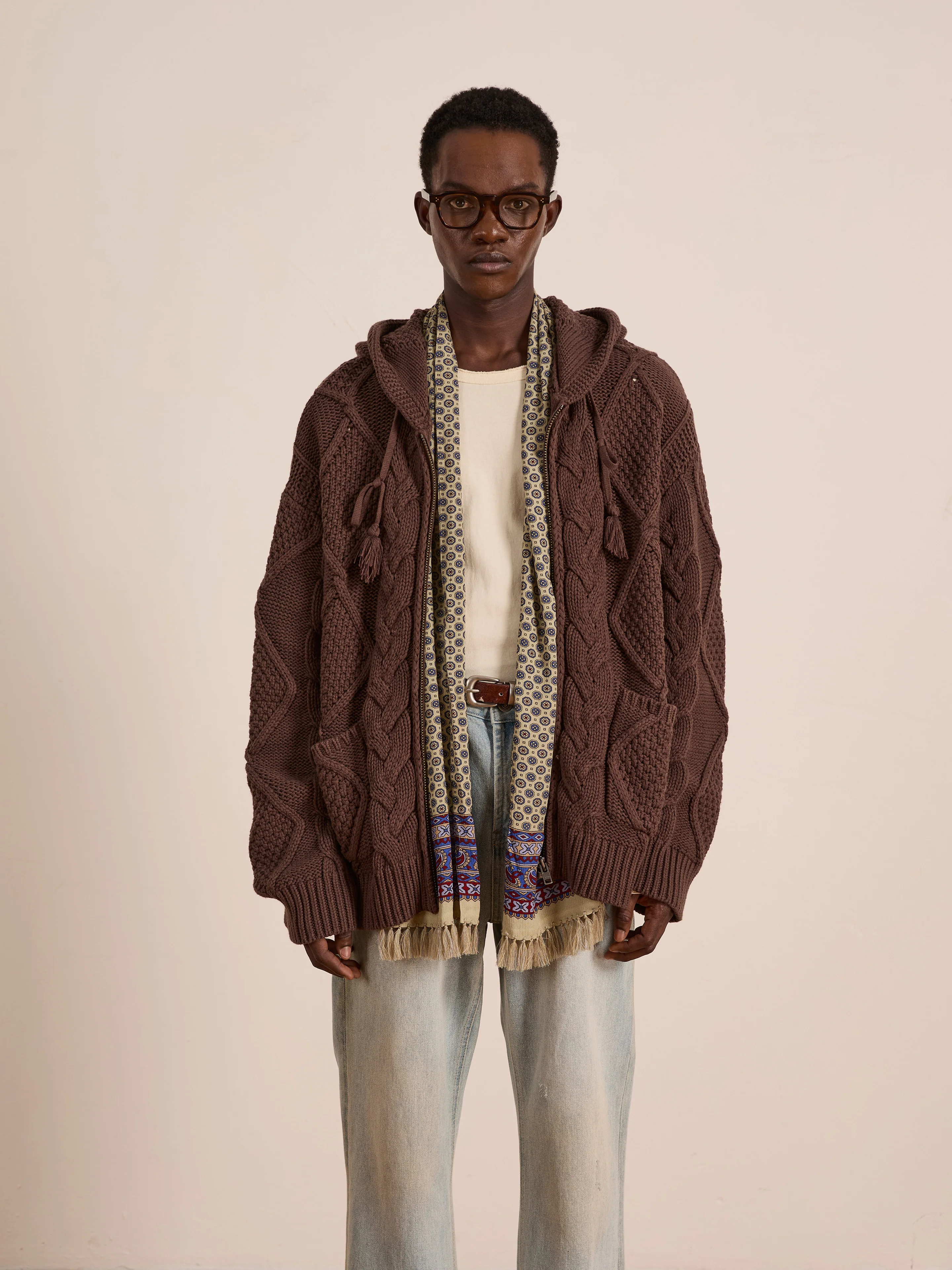 Zip Up Cable Knit Hoodie - Image 8