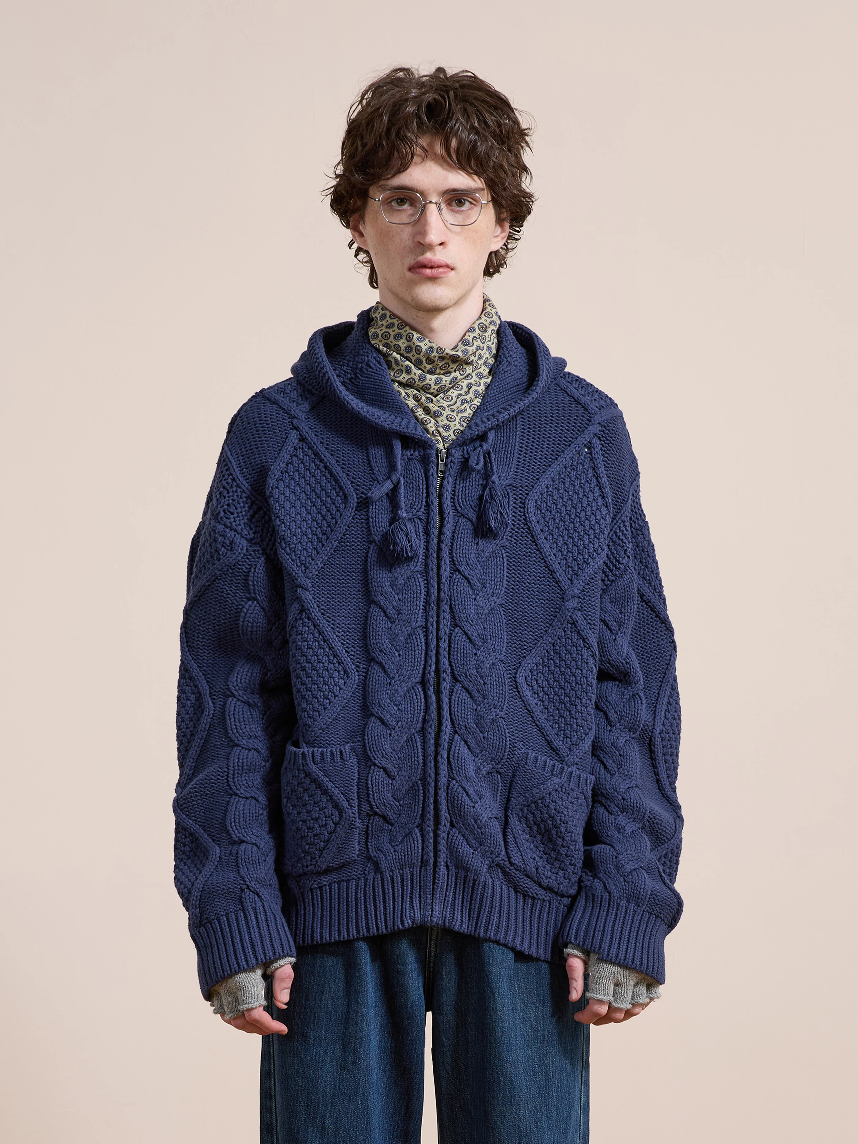 Zip Up Cable Knit Hoodie