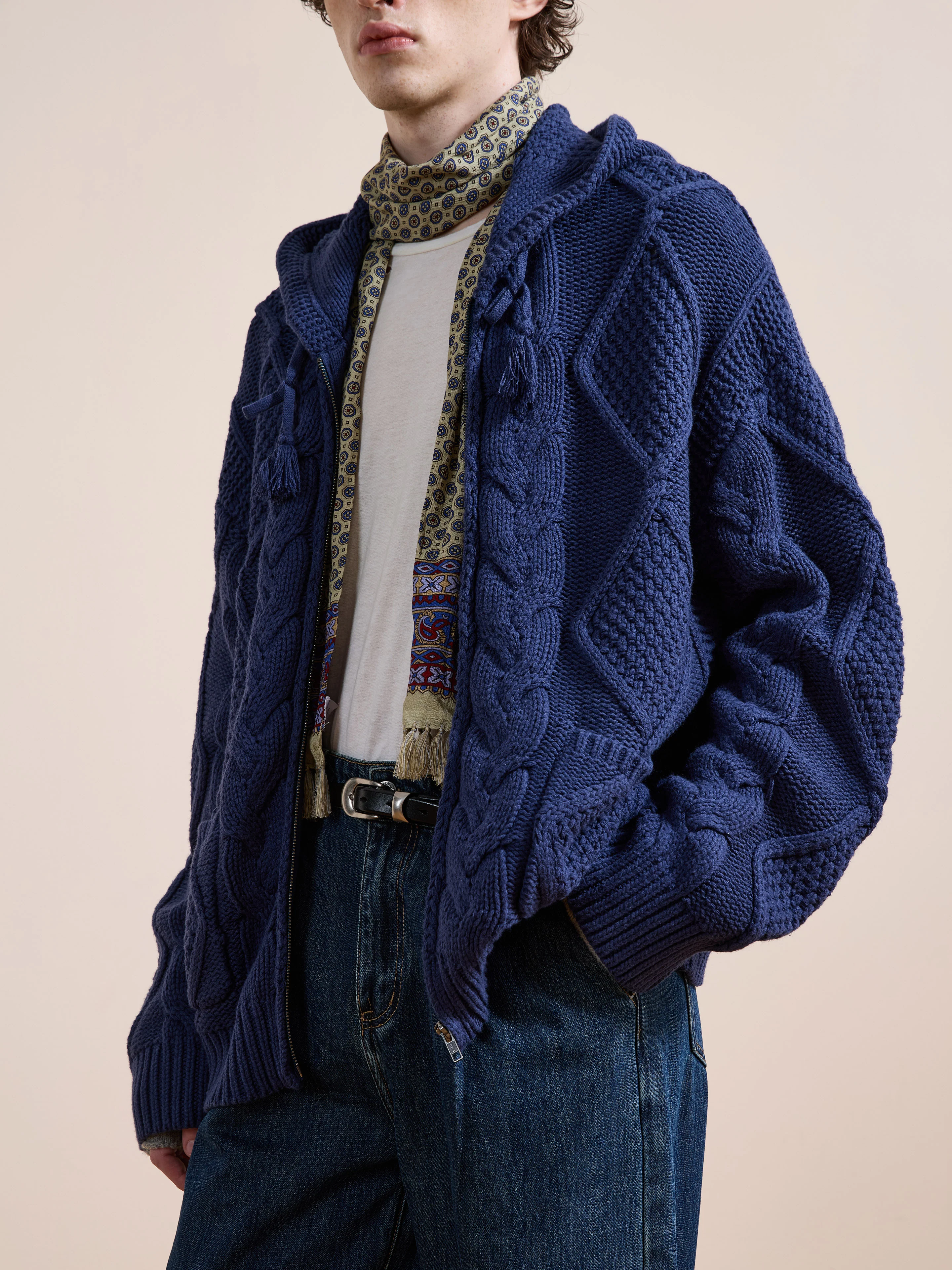 Zip Up Cable Knit Hoodie - Image 2