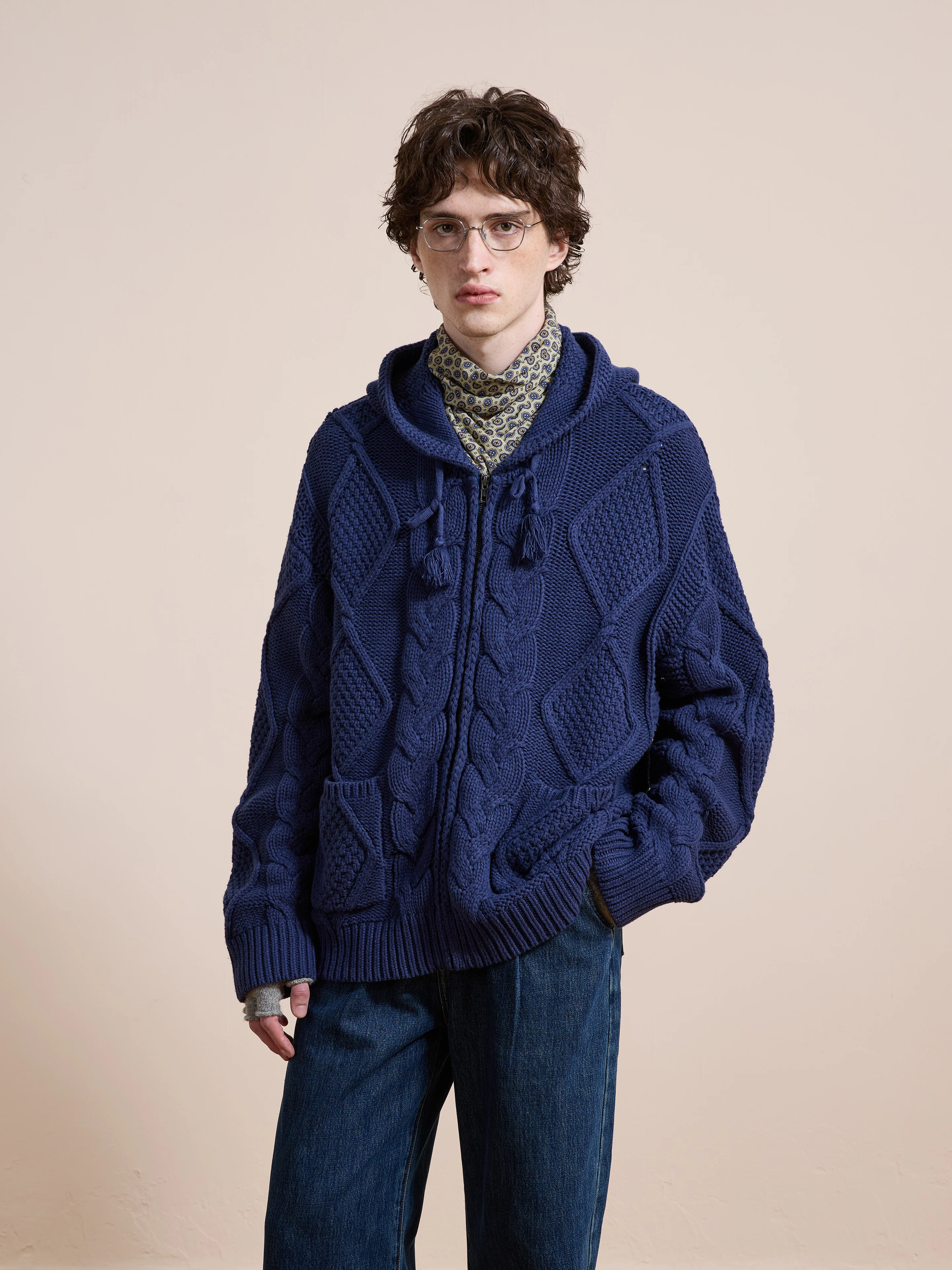Zip Up Cable Knit Hoodie - Image 3