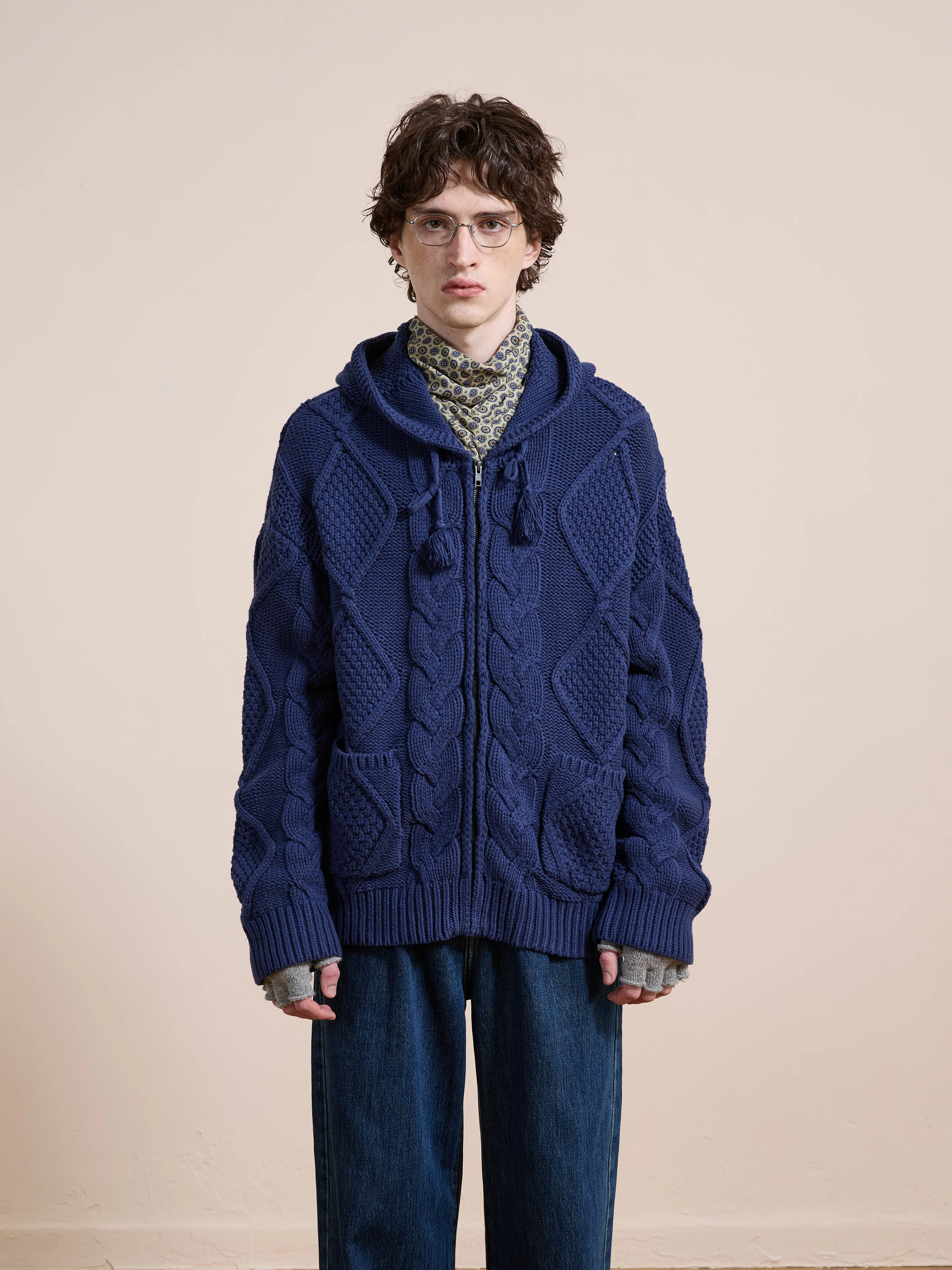 Zip Up Cable Knit Hoodie - Image 4
