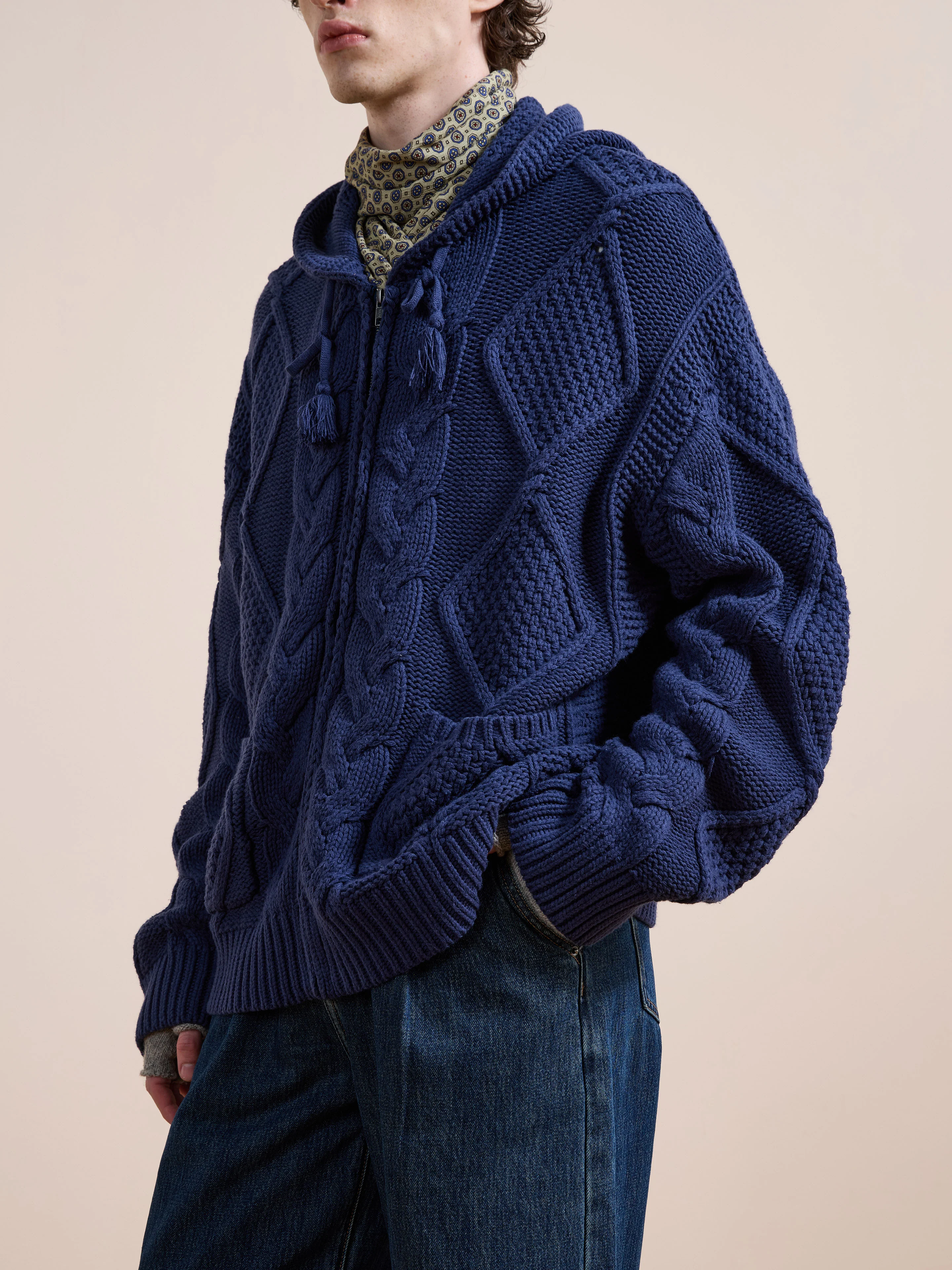 Zip Up Cable Knit Hoodie - Image 9