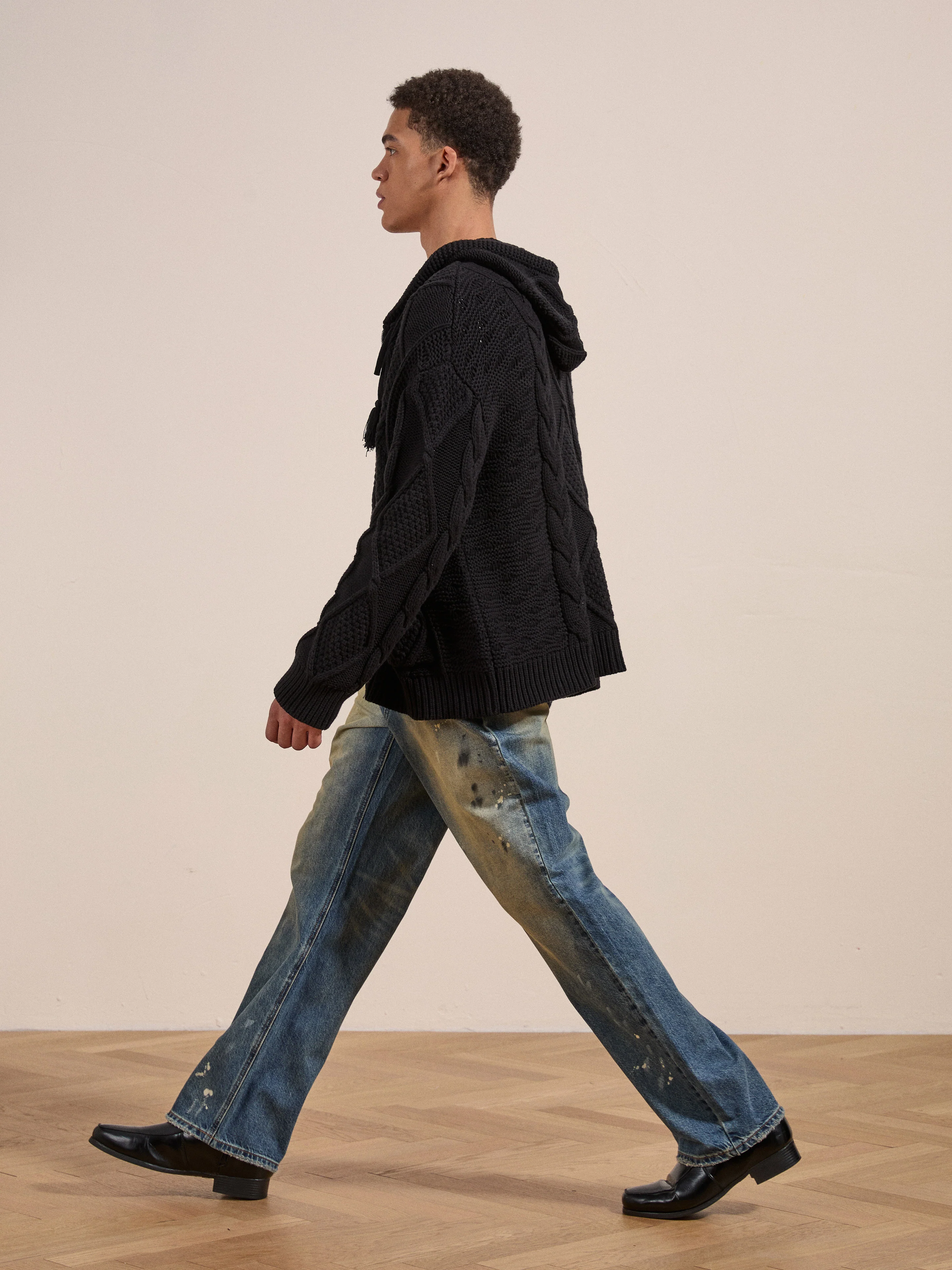 Zip Up Cable Knit Hoodie - Image 7