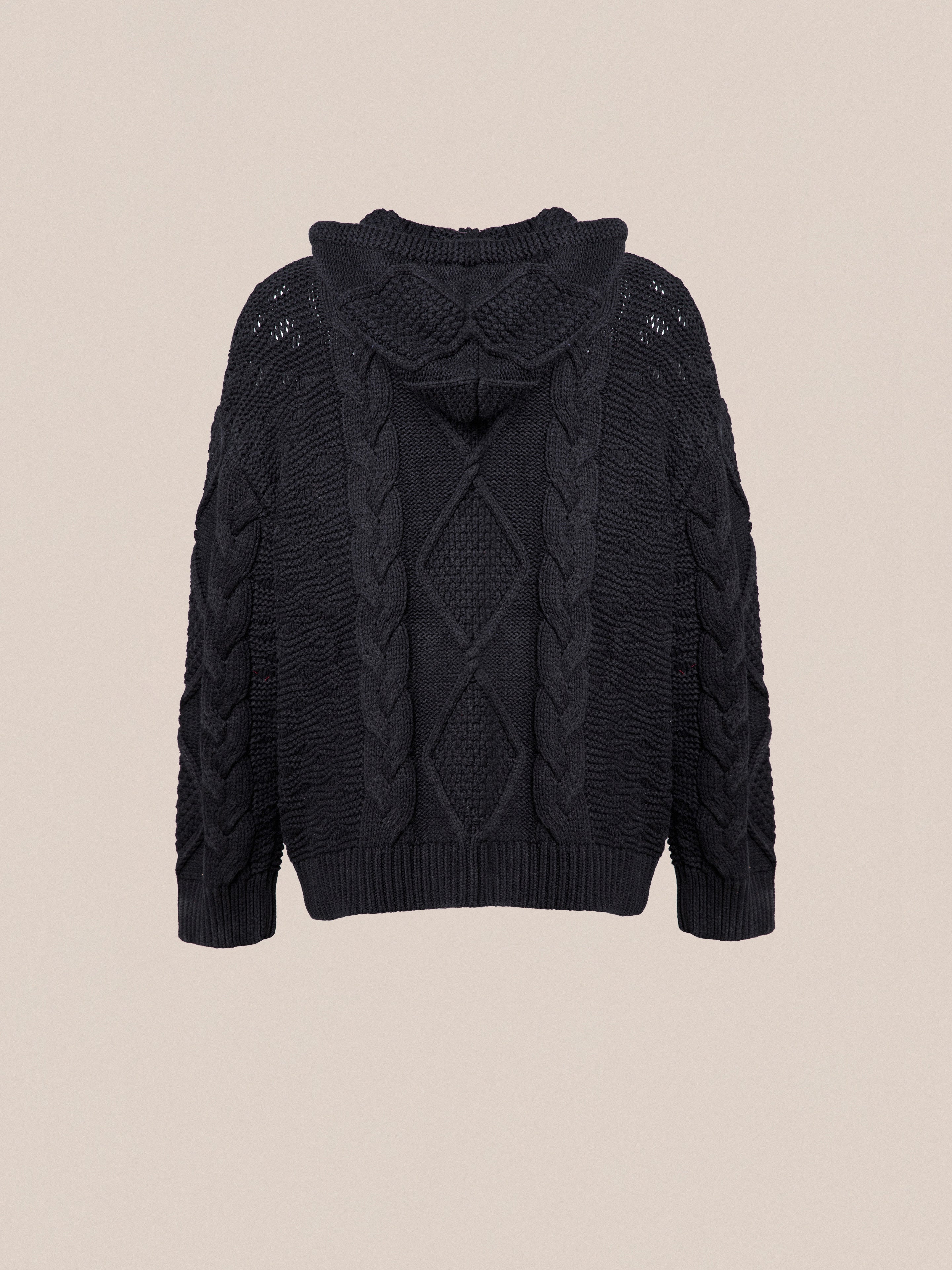 Zip Up Cable Knit Hoodie - Image 8