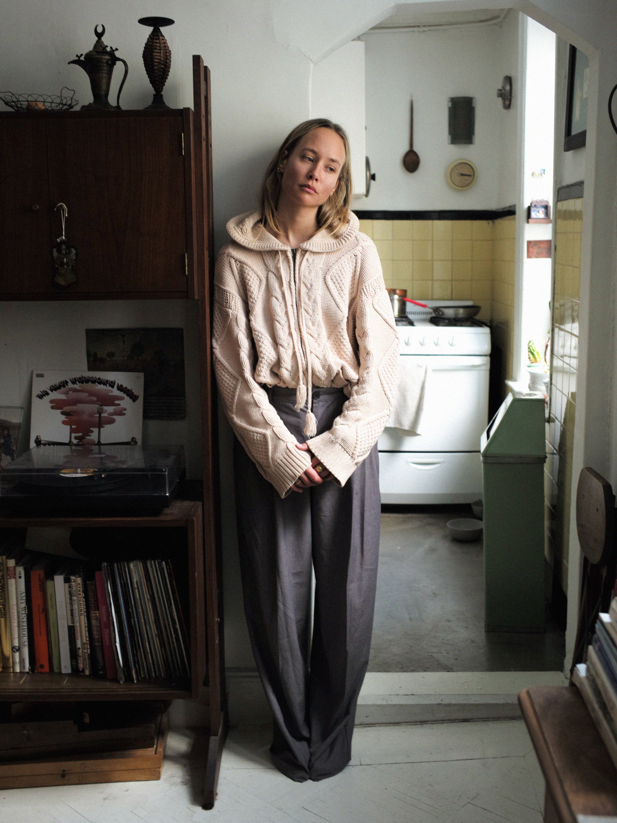 Zip Up Cable Knit Hoodie - Image 5