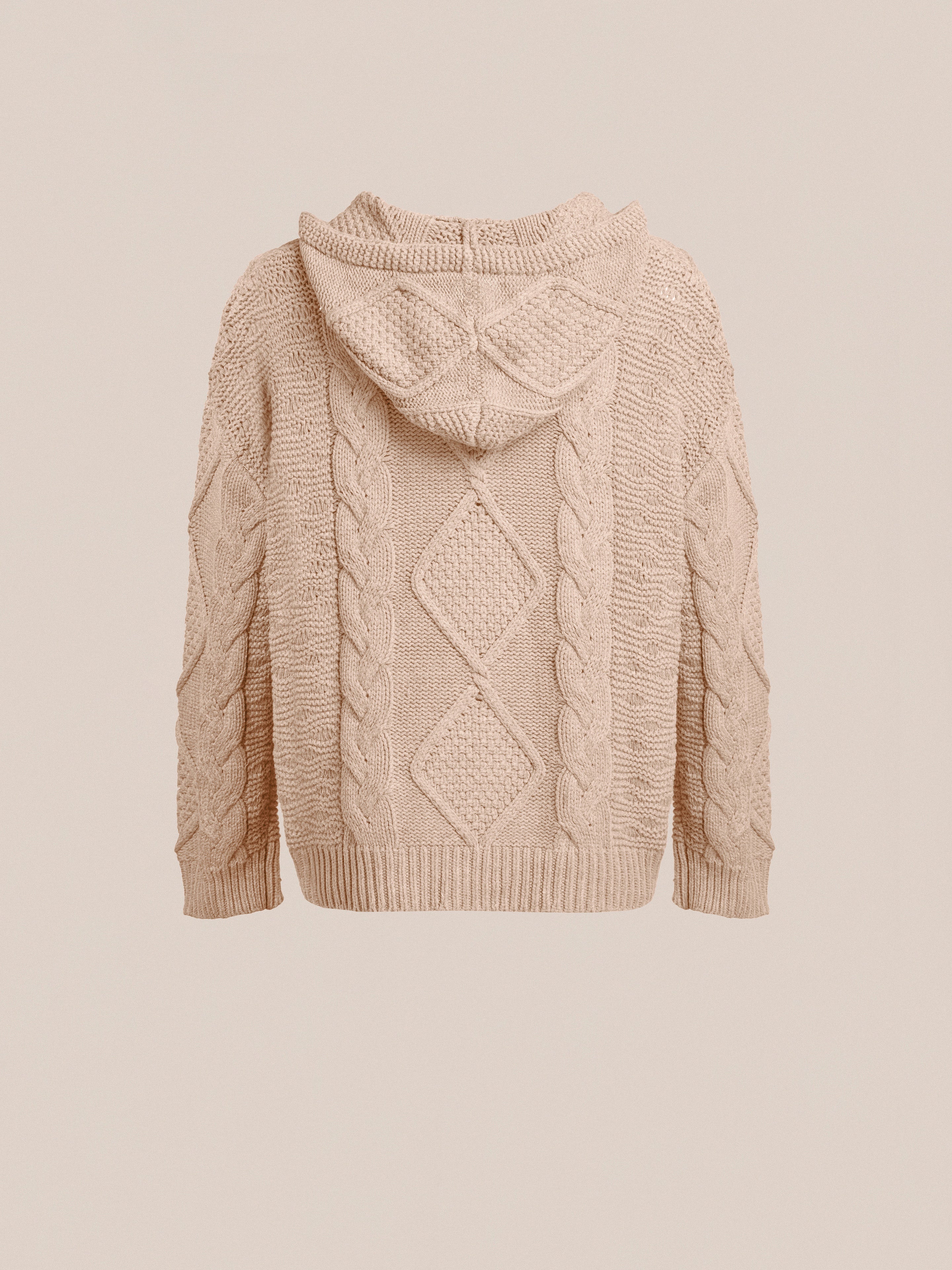 Zip Up Cable Knit Hoodie - Image 9